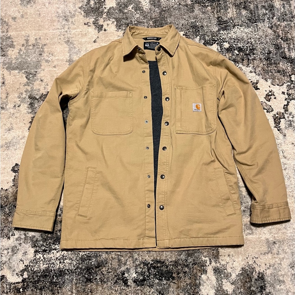 Carhartt Relaxed Fit Canvas Fleece-Lined Snap-Front Shirt Jac - Mens Medium